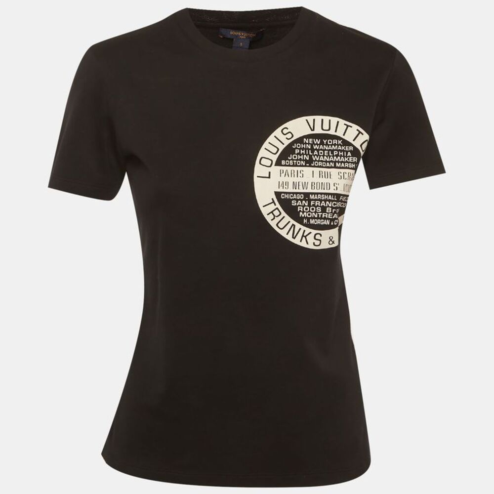 Louis Vuitton Black Cotton Knit Logo Stamp T-Shirt S - Picture 1 of 5
